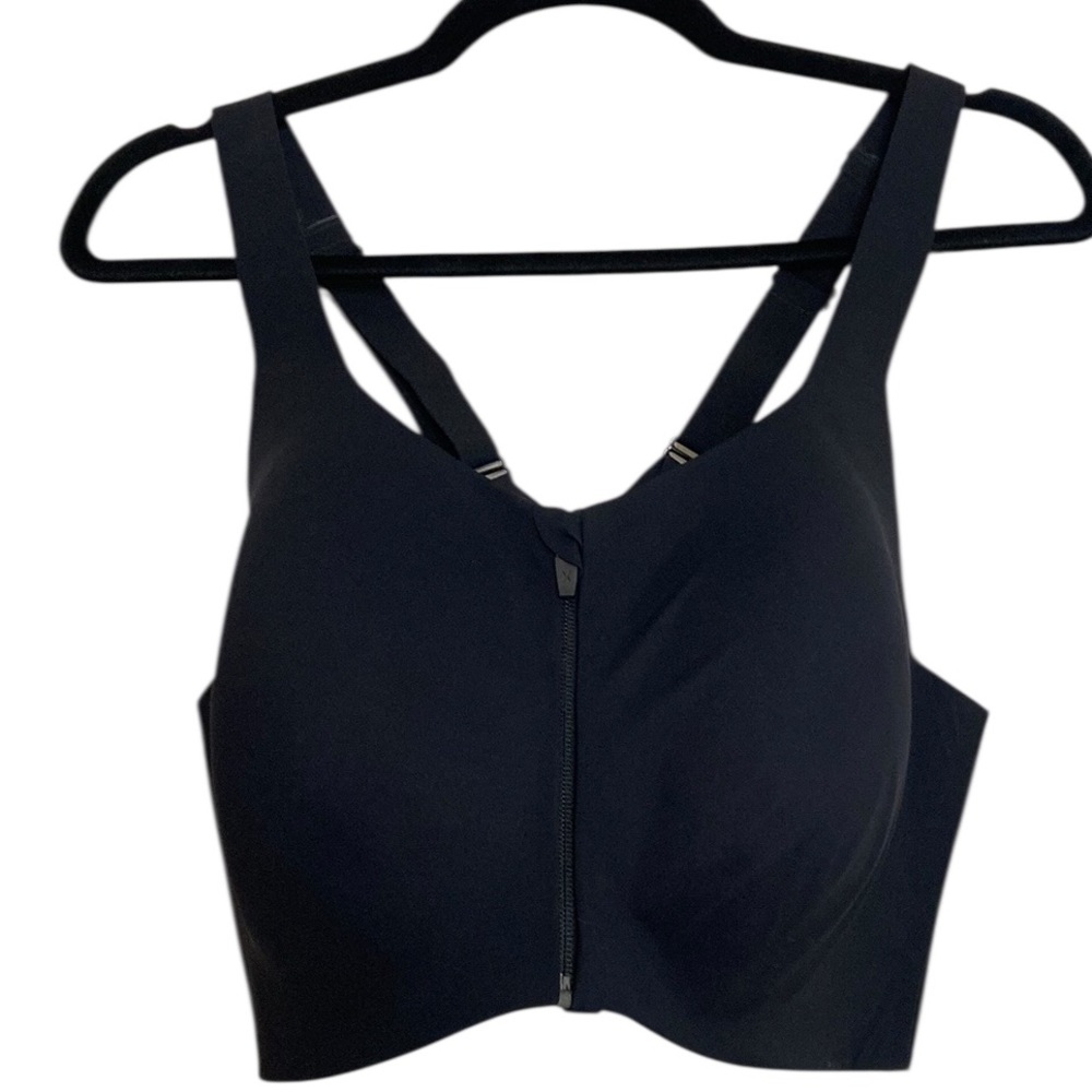 Knix Catalyst Sports Bra 8+ 42E 40F 42F Black Zip Front Racerback Gym Workout